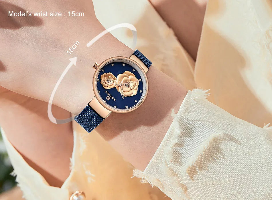 NAVIFORCE Luxury Women's Watch Set with Steel Mesh Band Creative Design Female Clock Relogio Feminino Includes Watch Box for Sal