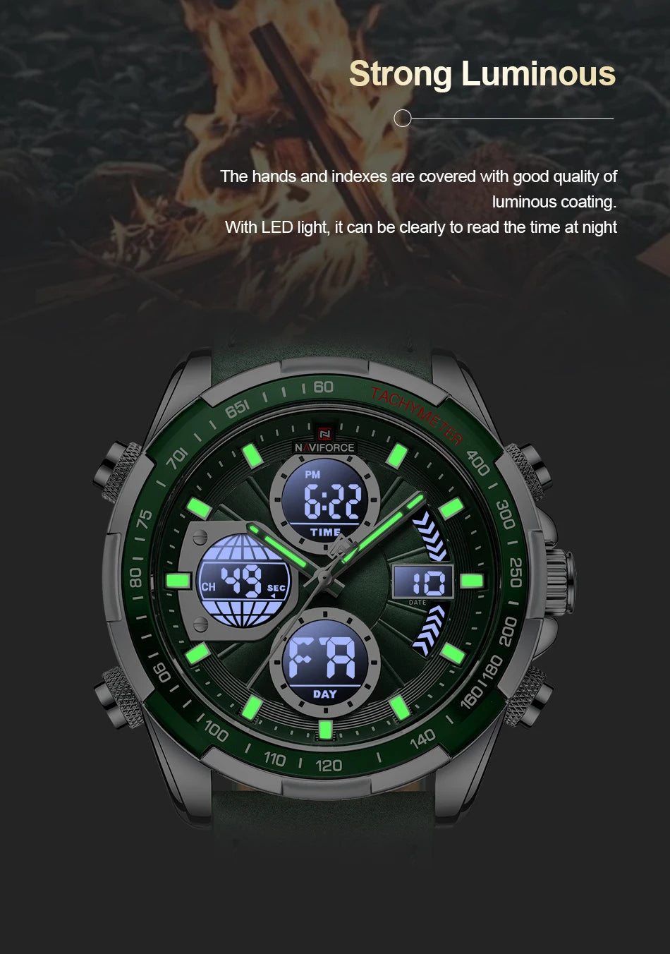NAVIFORCE Men's Military Watch Multifunction Chronograph Sports 3ATM Waterproof with Alarm Day And Date Display Male Gifts Clock