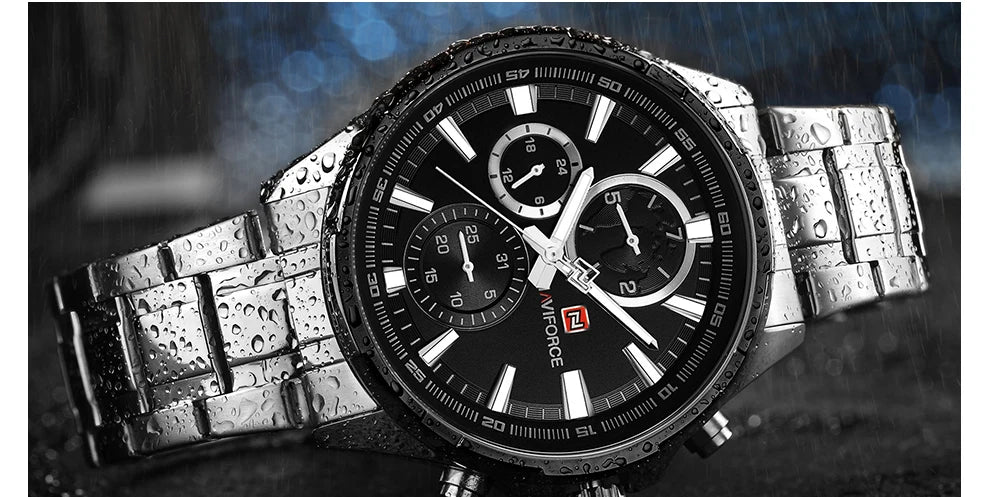 NAVIFORCE Classic Casual Business Male Watches Stainless Steel Waterproof Wristwatch Quartz Date Display Clock Relogio Masculino