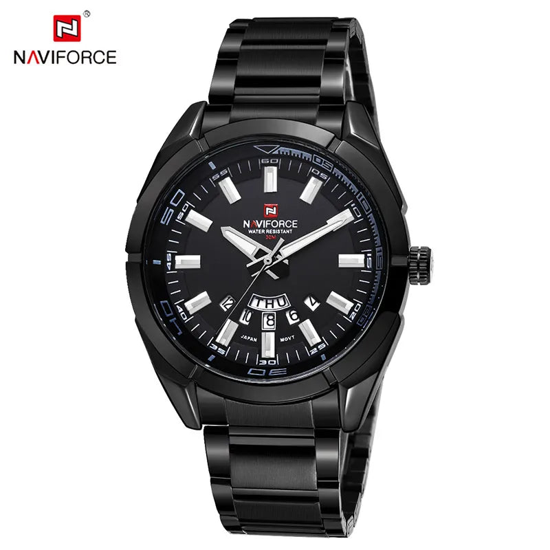 NAVIFORCE Classic Casual Watch for Men Stainless Steel Sport Waterproof Male Watches Quartz Date Display Clock Relogio Masculino