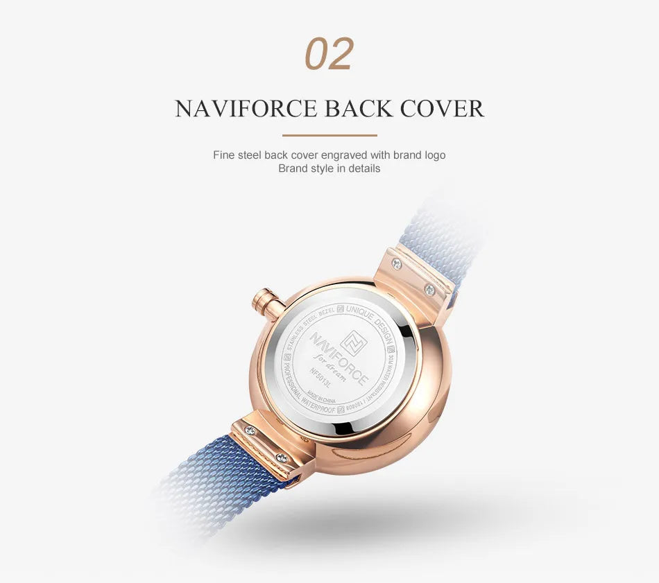 NAVIFORCE Luxury Women's Watch Set with Steel Mesh Band Creative Design Female Clock Relogio Feminino Includes Watch Box for Sal