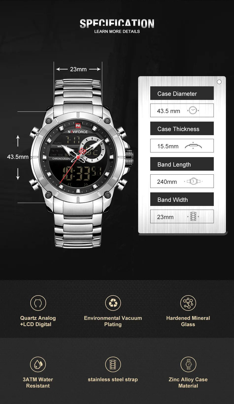 Relogio Masculino NAVIFORCE Top Brand Men Watches Fashion Luxury Quartz Watch Mens Military Chronograph Sports Wristwatch Clock