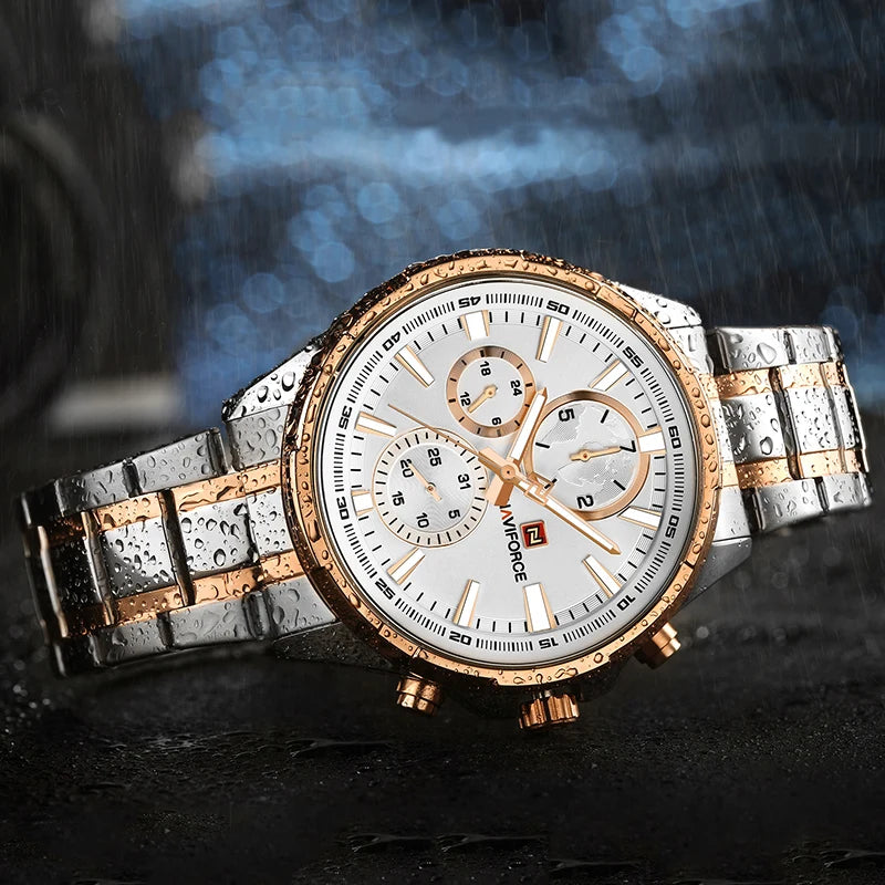 NAVIFORCE Classic Casual Business Male Watches Stainless Steel Waterproof Wristwatch Quartz Date Display Clock Relogio Masculino