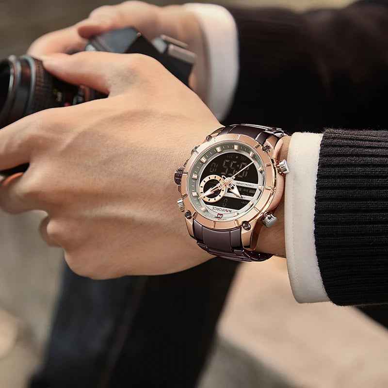 NAVIFORCE Top Luxury Men's Luxury Sports Military Watch All Steel Waterproof Shi Ying Digital Double Display Clock Relogio Mascu