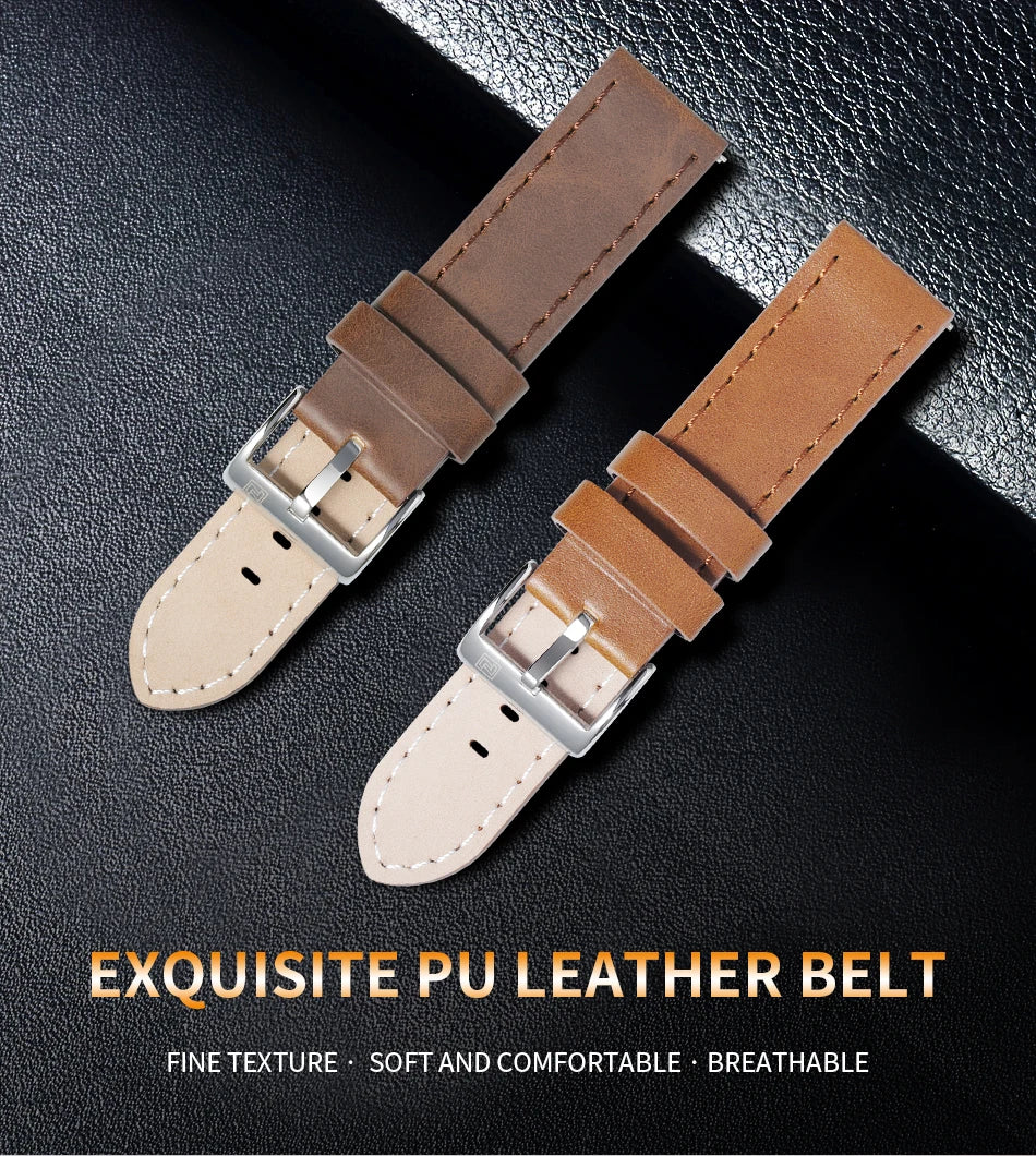 Genuine Leather Strap NAVIFORCE Watch Band 20mm Comfortable Waterproof Watchbands With Buckle Replacement Belt Watch Accessories
