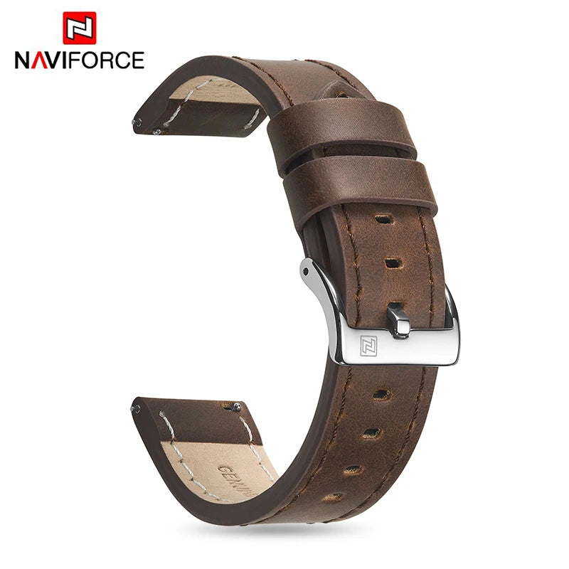 Genuine Leather Strap NAVIFORCE Watch Band 20mm Comfortable Waterproof Watchbands With Buckle Replacement Belt Watch Accessories