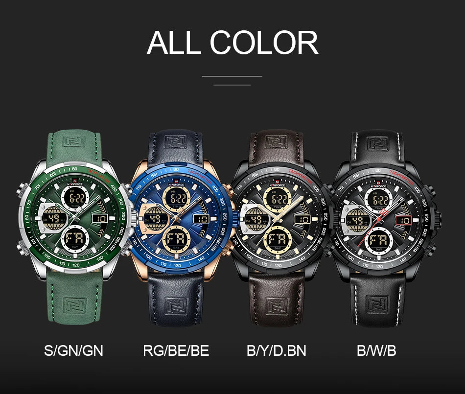 NAVIFORCE Men's Military Watch Multifunction Chronograph Sports 3ATM Waterproof with Alarm Day And Date Display Male Gifts Clock