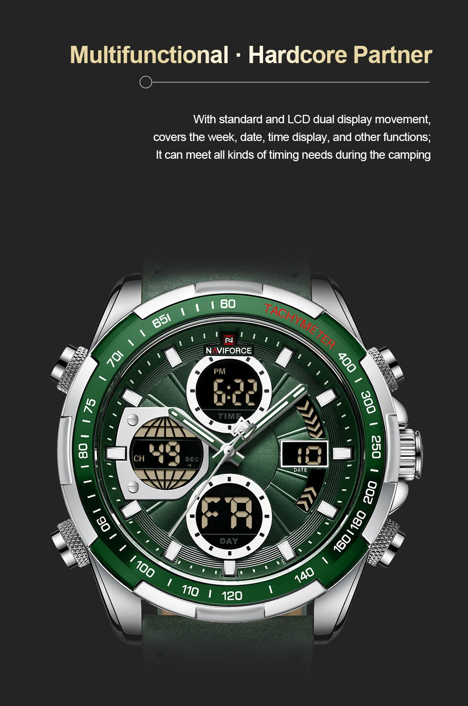 NAVIFORCE Men's Military Watch Multifunction Chronograph Sports 3ATM Waterproof with Alarm Day And Date Display Male Gifts Clock