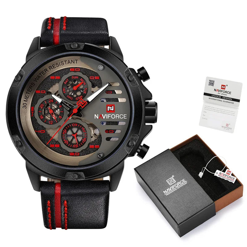 Men's Watches NAVIFORCE Brand Luxury Quartz Watch Man Leather Sport Wristwatches Waterproof Male Clock With Box Set For Sale