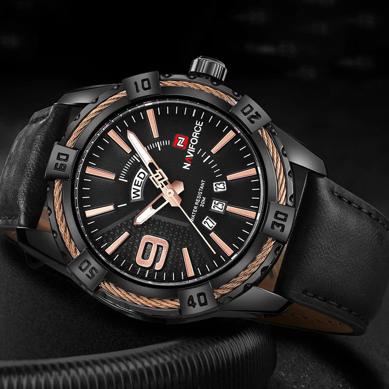 2024 New Luxury Brand NAVIFORCE Men Quartz Watches Men's Fashion Casual Leather Sports Wrist Watch Male Clock Relogio Masculino
