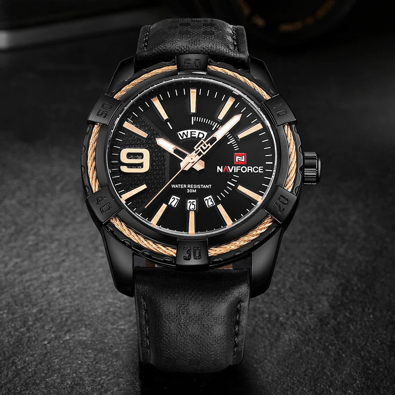 2024 New Luxury Brand NAVIFORCE Men Quartz Watches Men's Fashion Casual Leather Sports Wrist Watch Male Clock Relogio Masculino