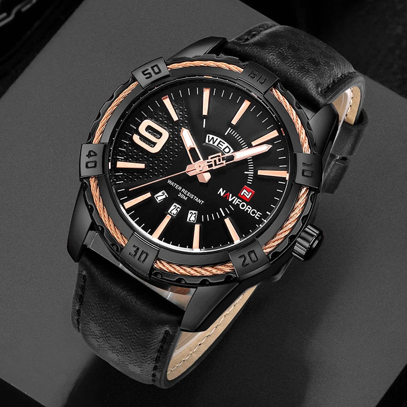 2024 New Luxury Brand NAVIFORCE Men Quartz Watches Men's Fashion Casual Leather Sports Wrist Watch Male Clock Relogio Masculino