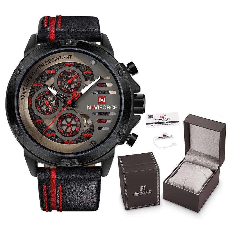 Men's Watches NAVIFORCE Brand Luxury Quartz Watch Man Leather Sport Wristwatches Waterproof Male Clock With Box Set For Sale