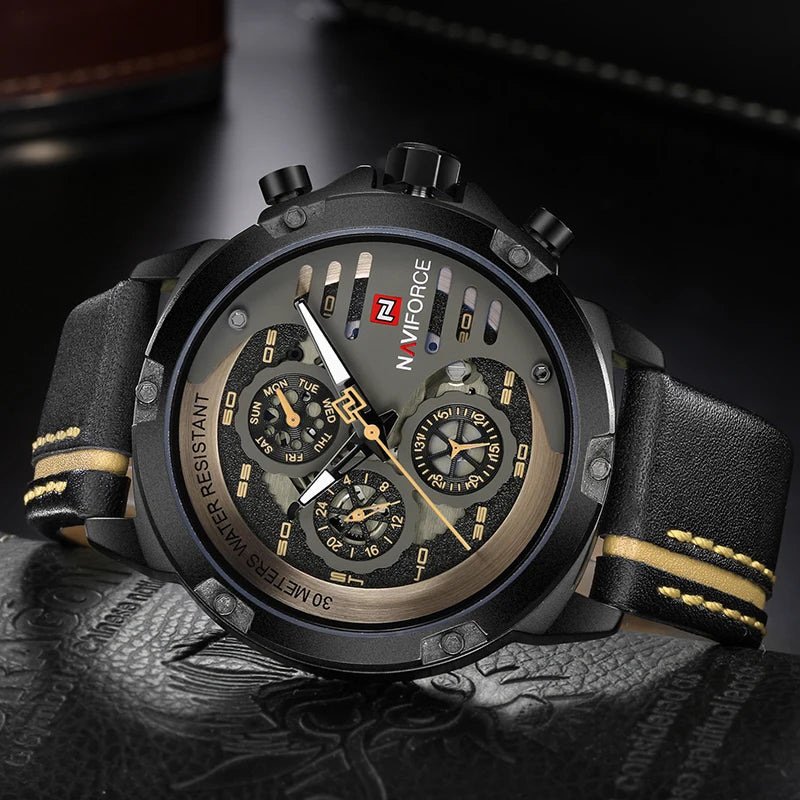 Men's Watches NAVIFORCE Brand Luxury Quartz Watch Man Leather Sport Wristwatches Waterproof Male Clock With Box Set For Sale