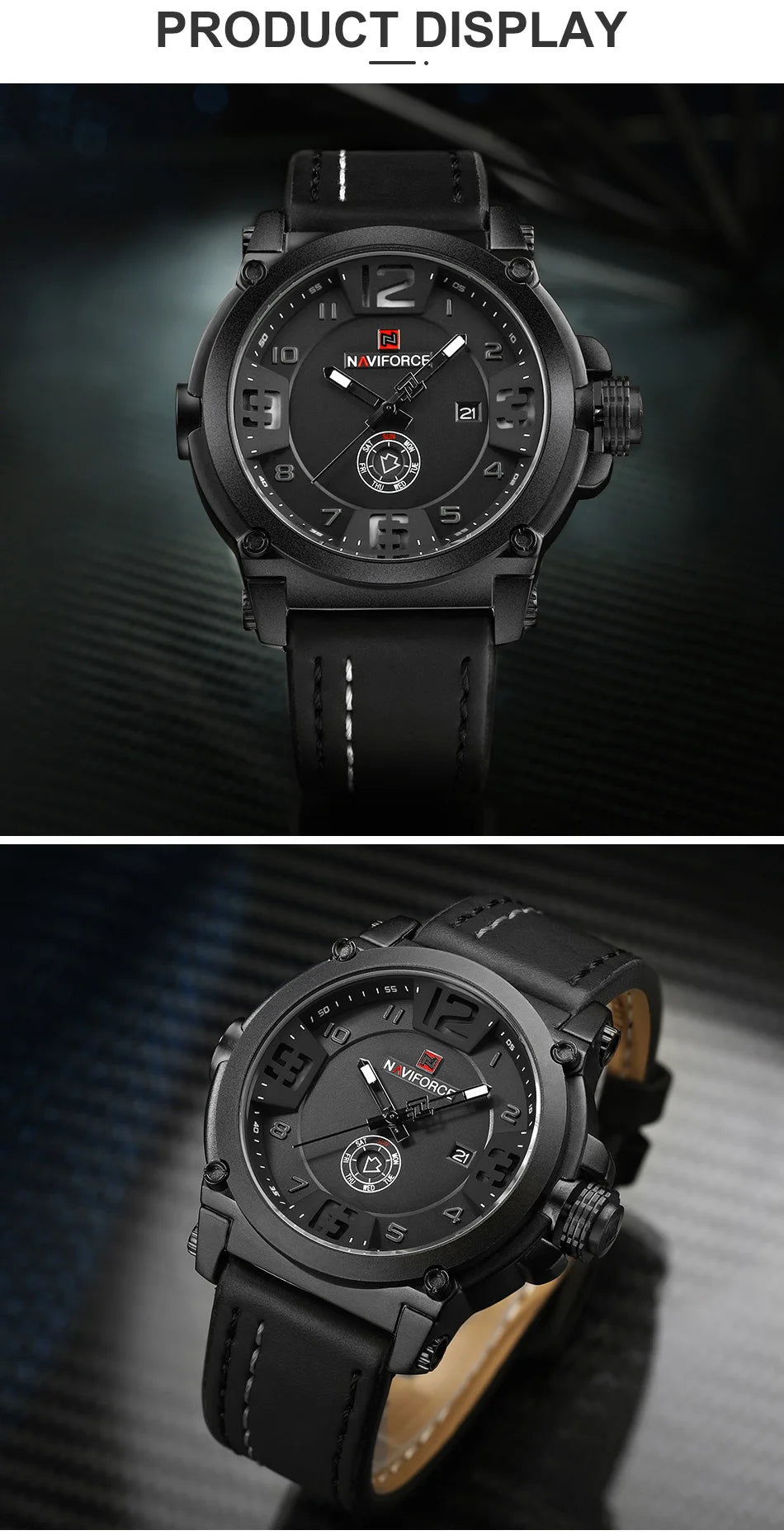 NAVIFORCE Luxury Brand Men Sports Military Quartz Watch for Man Analog Date Clock Leather Strap Wristwatch Relogio Free Shiping