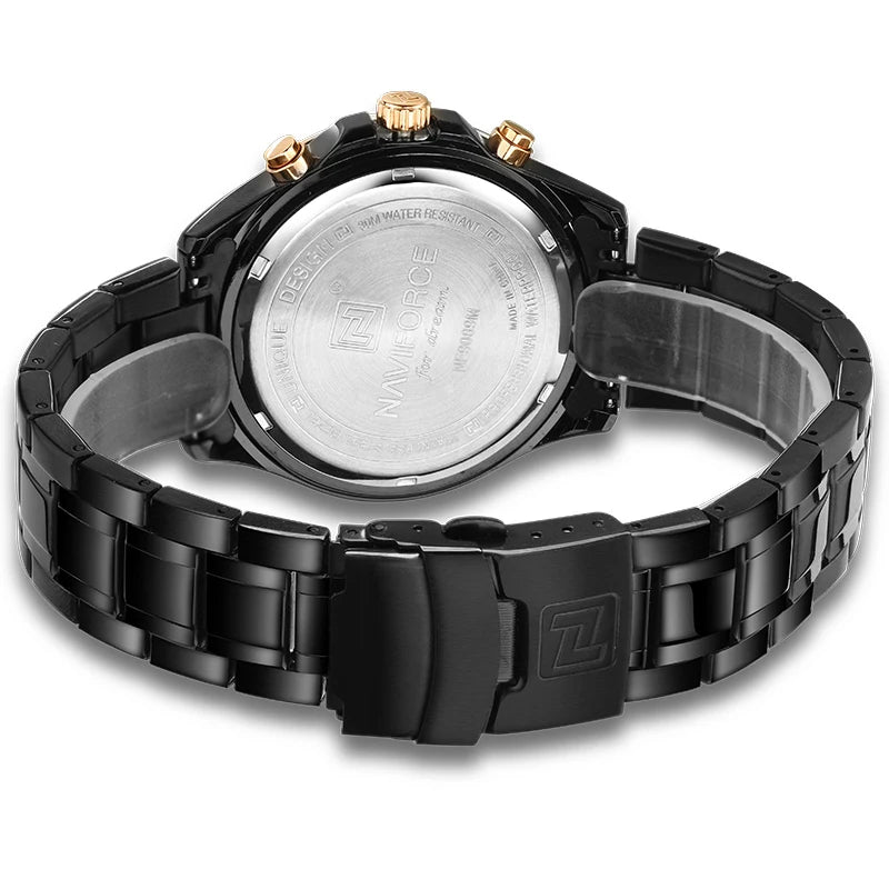 NAVIFORCE Men's Luxury Business Quartz Watch 24-Hour Date Display Man Gift Clock Full Stainless Steel Strap Sports Wristwatches