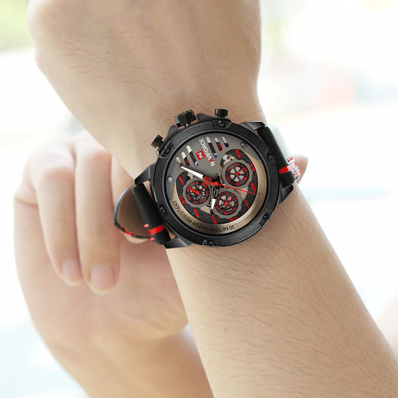 Men's Watches NAVIFORCE Brand Luxury Quartz Watch Man Leather Sport Wristwatches Waterproof Male Clock With Box Set For Sale