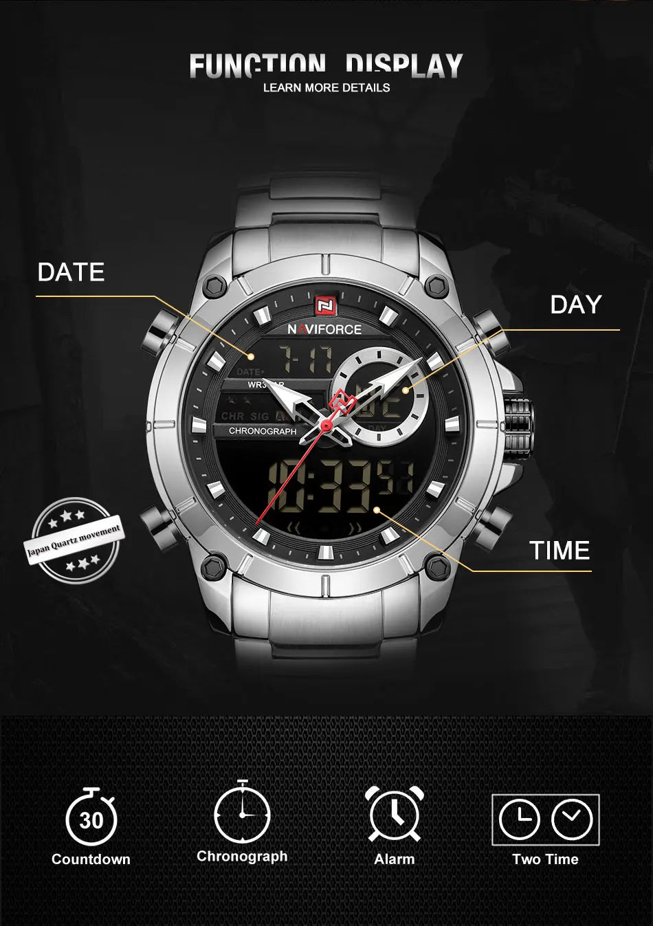 Relogio Masculino NAVIFORCE Top Brand Men Watches Fashion Luxury Quartz Watch Mens Military Chronograph Sports Wristwatch Clock