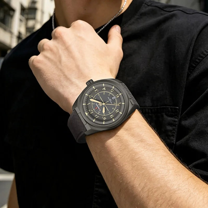 NAVIFORCE Men's Watch 30M Waterproof Quartz Calendar Silicone Strap Luminous Casual Sport Simple Fashion Man Wristwatch Gift Box