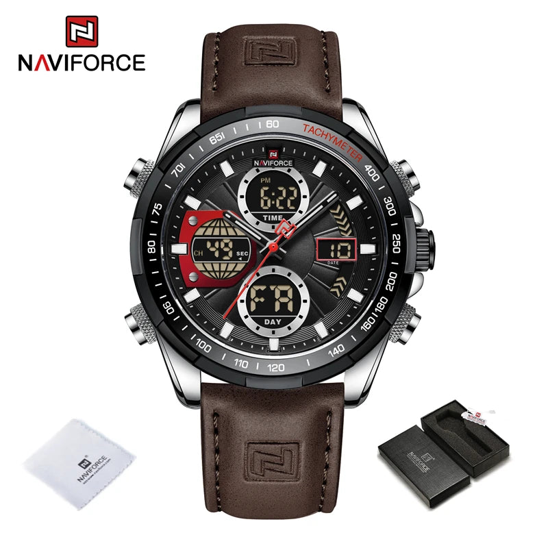 NAVIFORCE Military Watches for Men Luxury Sport Chronograph Alarm WristWatch Waterproof Quartz Big Clock Digital Male Watch