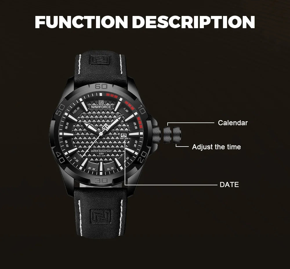 Original Brand Naviforce High Quality Men's Watches Leather Strap Male Waterproof Wristwatch Quartz Date Clock RelogioMasculino