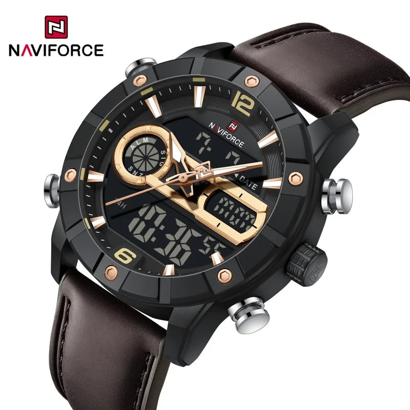 NAVIFORCE Men Watch Fashion Sports Waterproof Alarm Countdown Automatic Calendar Display Luxury Brand Men Original Quartz Watch