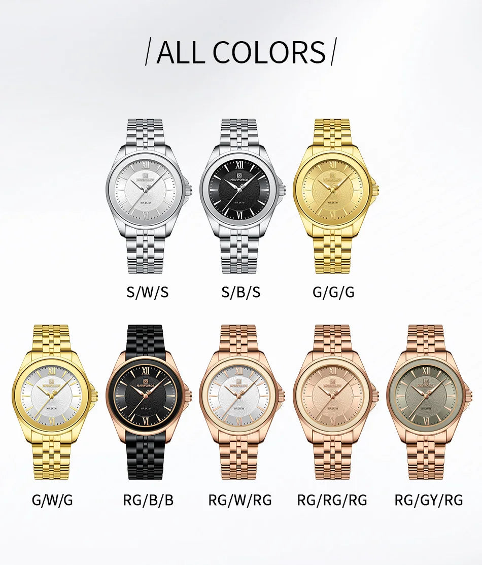 NAVIFORCE Women Watches Ladies Creative Watch Stainless Strap New Fashion Charm Quartz 30m waterproof Wristwatches Female Clock