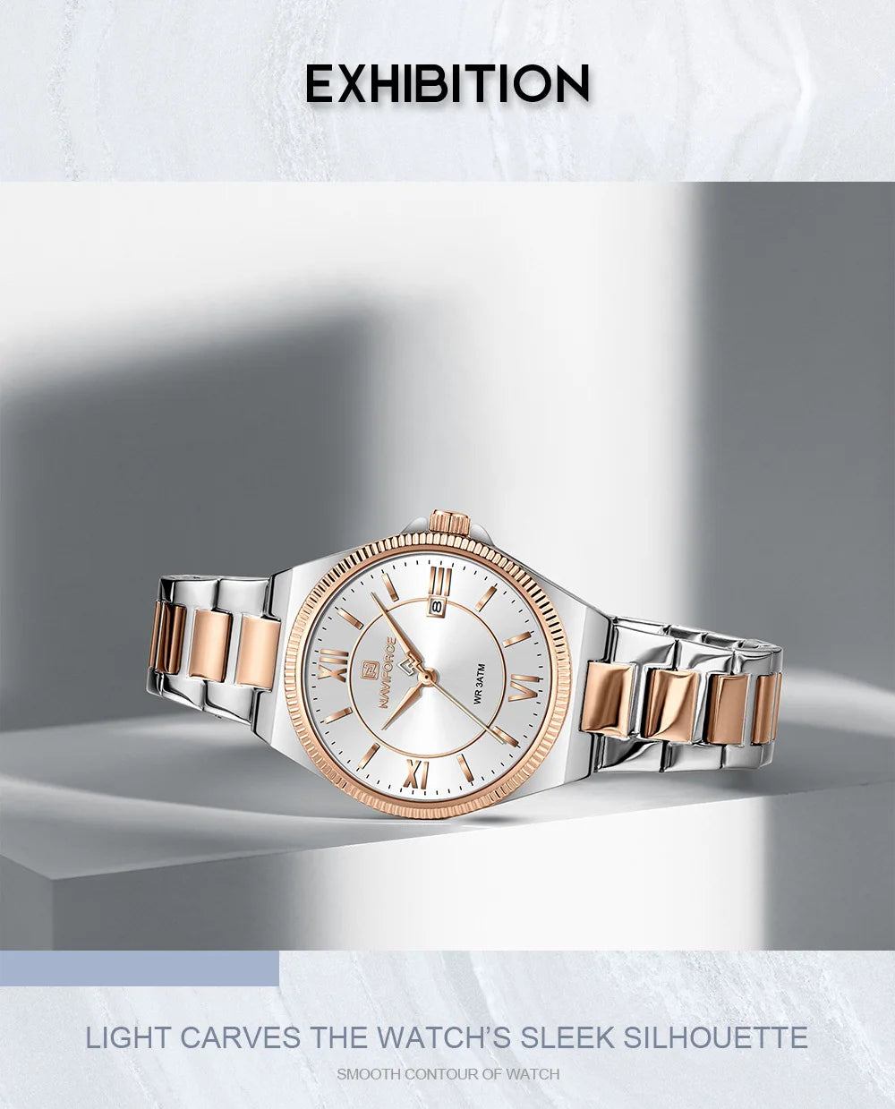 NAVIFORCE 2026 Women's Sports Luxury Quartz Wristwatch 3ATM Waterproof Stainless Steel with Calender Casual Fashion for Gift