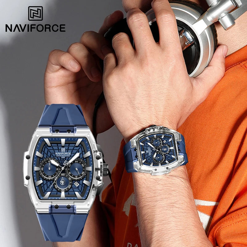 NAVIFORCE Top Brand Watches Men Quartz 5ATM Waterproof Date Luminous Clocks Trendy Sport Outdoor Chronograph Wristwatch for Male