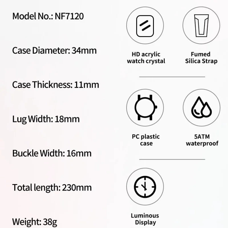 NAVIFORCE Watches for Woman LCD Digital 5ATM Waterproof Date Display Soft Silicone Strap Female Daily Casual Sports Wristwatch