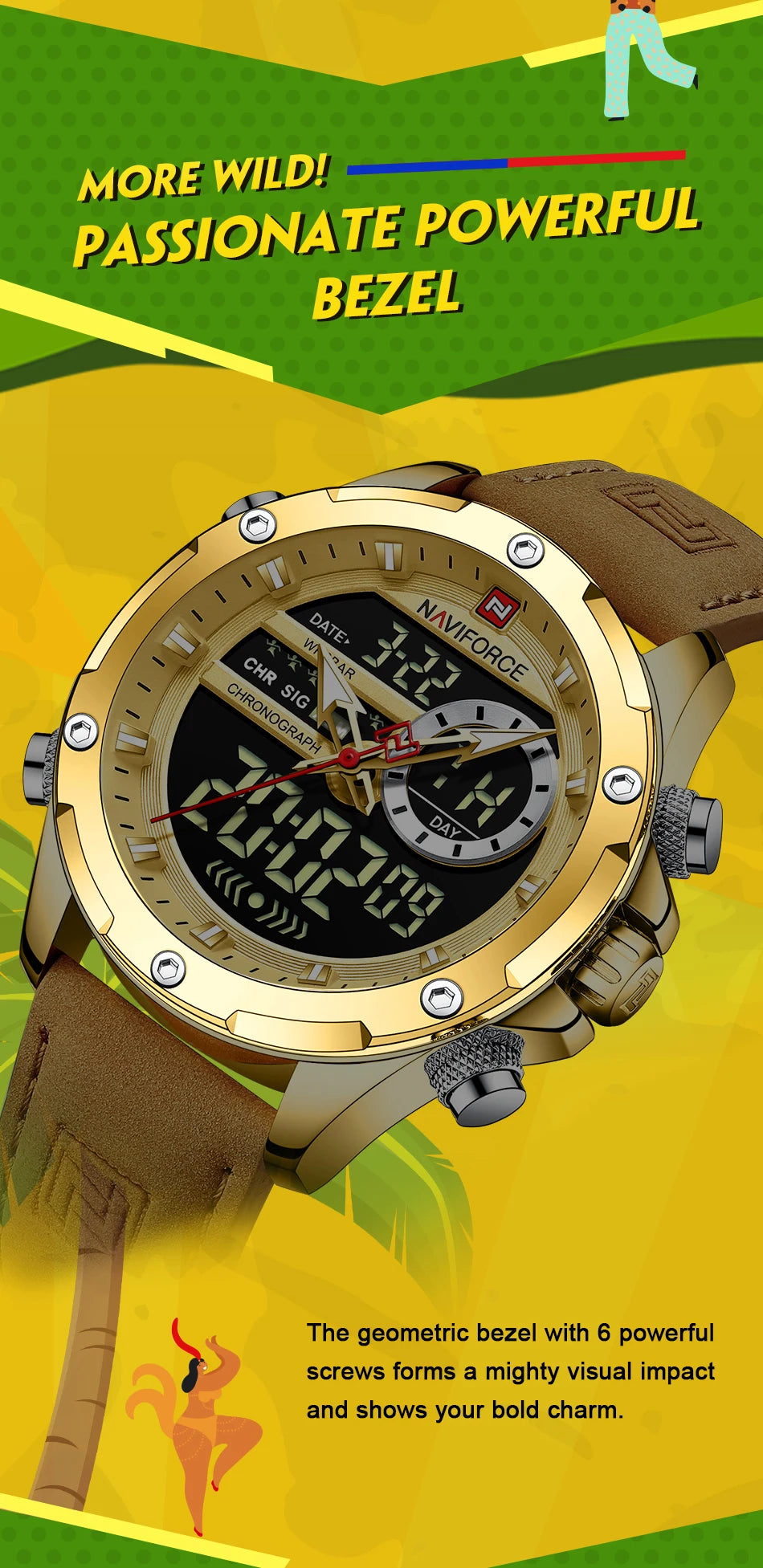NAVIFORCE Quartz WristWatch For Men Luxury Brand Original Watch Casual Sports Chronograph Leather Waterproof Clock Package Gifts