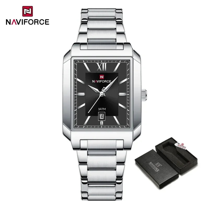 NAVIFORCE Luxury Couple Watch Stainless Steel Lover's Date Watches Quartz WristWatch For Women Men Simple Waterproof Clock Gift
