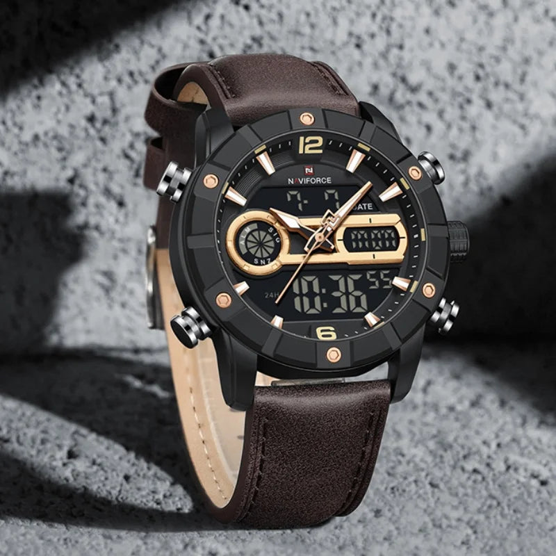 NAVIFORCE Men Watch Fashion Sports Waterproof Alarm Countdown Automatic Calendar Display Luxury Brand Men Original Quartz Watch
