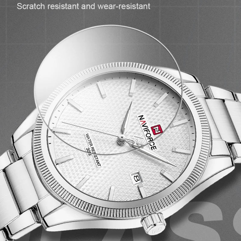 NAVIFORCE Fashion Watches for Men Luxury Business Stainless Steel Strap Quartz Wristwatches Waterproof Calendar Luminous Clock
