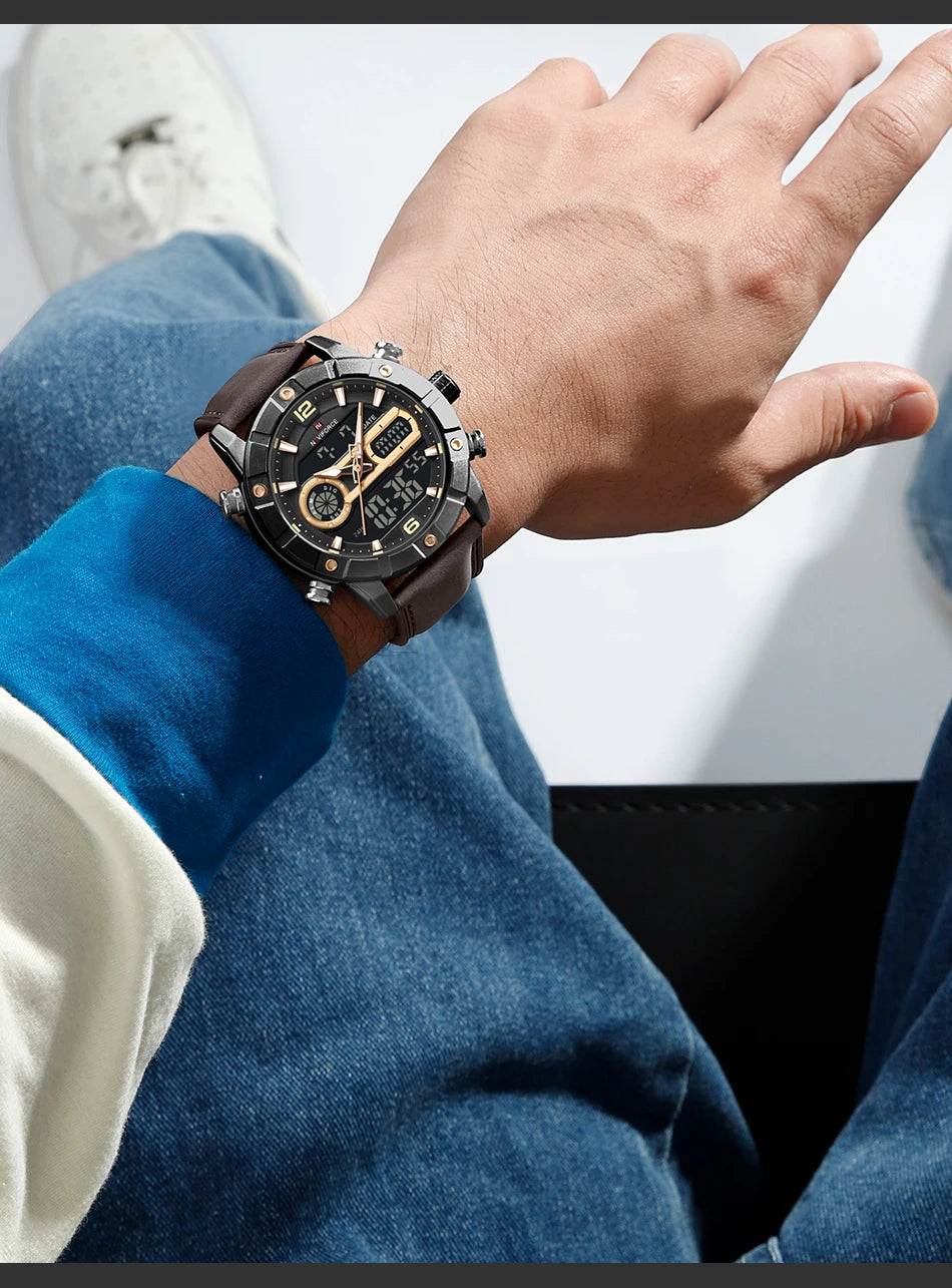 NAVIFORCE Men Watch Fashion Sports Waterproof Alarm Countdown Automatic Calendar Display Luxury Brand Men Original Quartz Watch