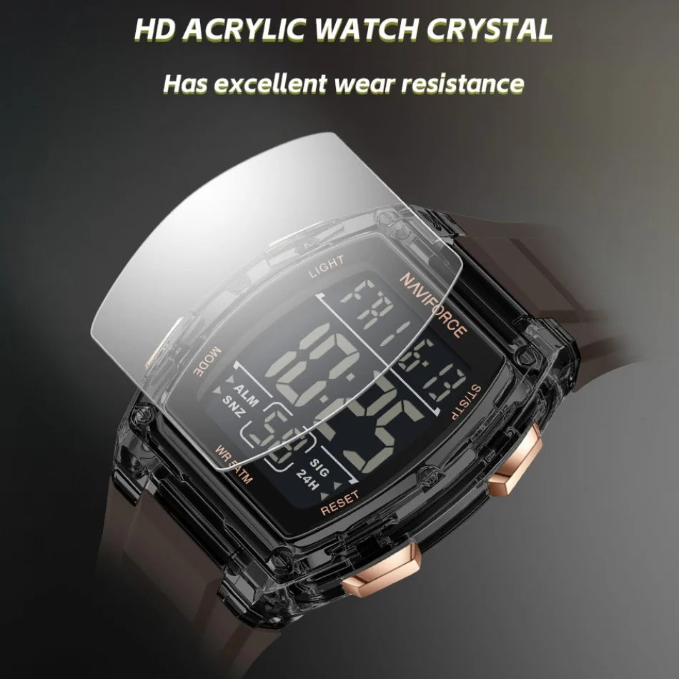 NAVIFORCE Men's Watch Alloy Dial Analog LCD Digital Display Sport Waterproof Quartz Wristwatch Date Chronograph Luminous Clock