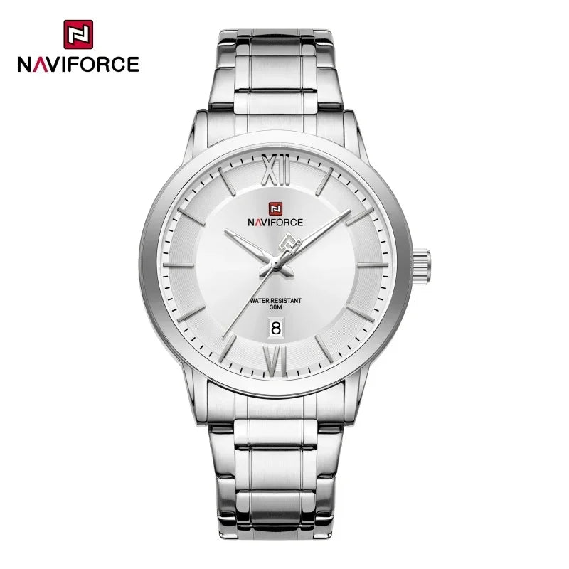 NAVIFORCE Original Watches for Men Military Sports Calendar Clock Luxury Waterproof Quartz Steel Strap WristWatch Reloj Hombre