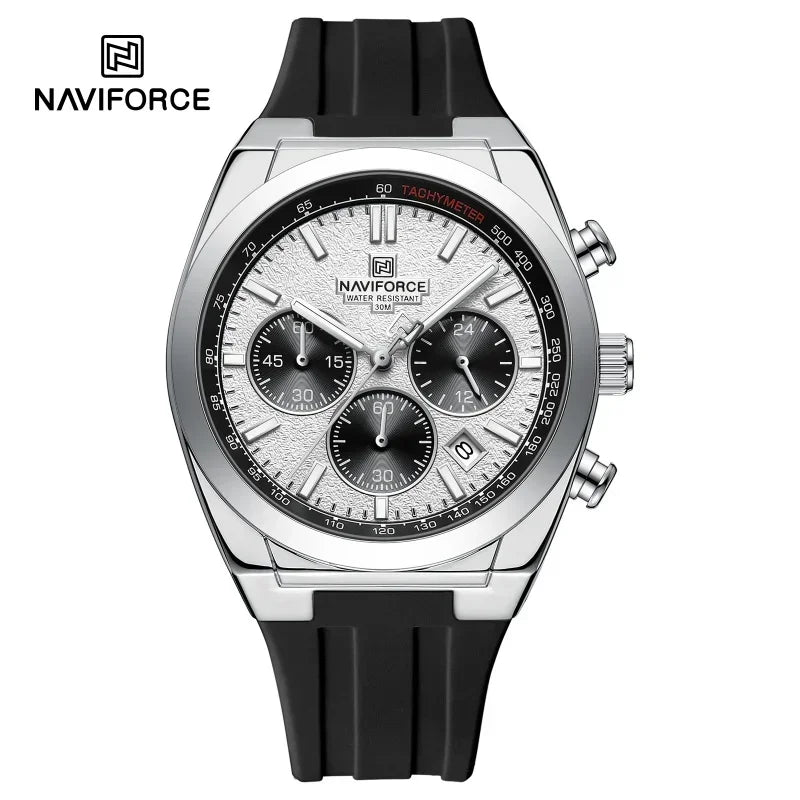 NAVIFORCE Waterproof Sport Watches for Men Military Multi-function Chronograph Wrist Watch Male Luxury Silica Strap Quartz Clock