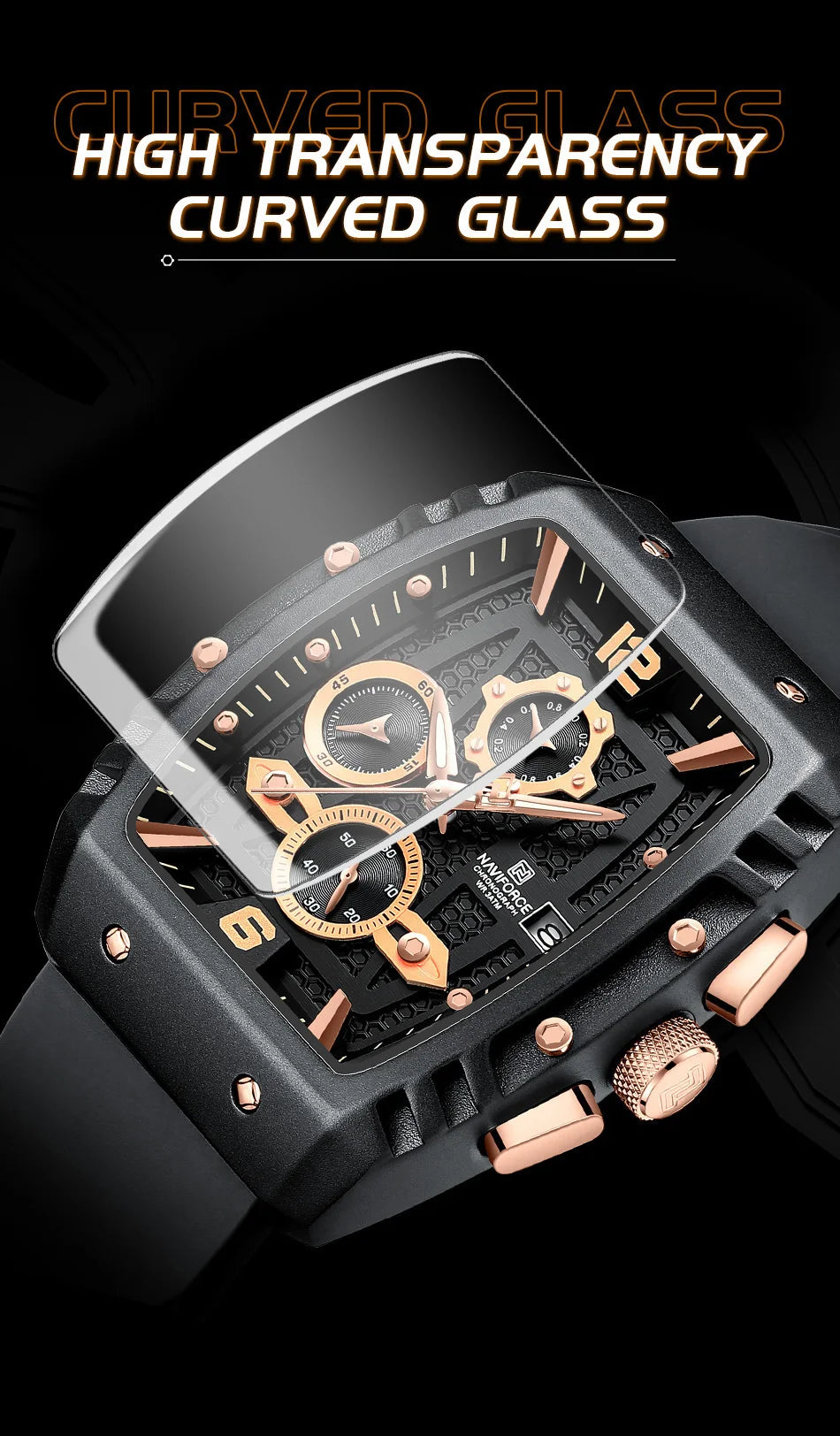 NAVIFORCE Brand New Design Men's Watches Silicone Band Military Quartz Wristwatches Fashion Waterproof Clock Relogio Masculino