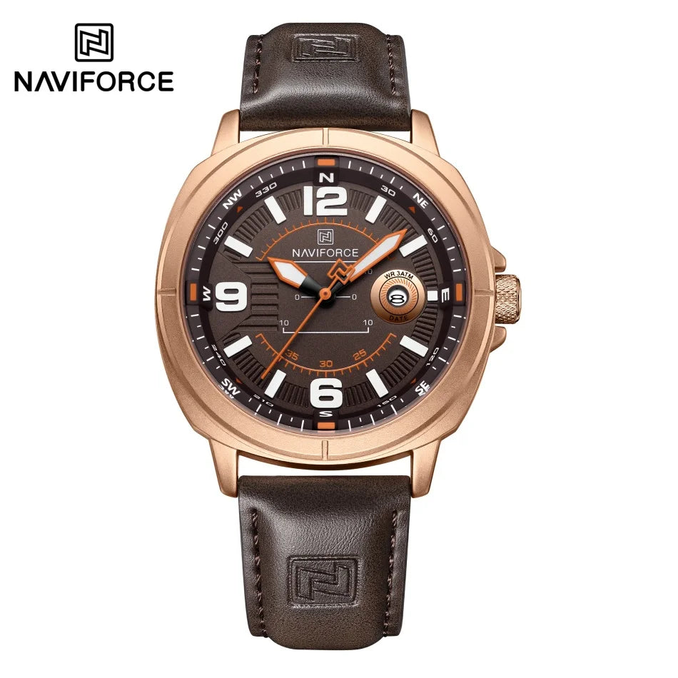 NAVIFORCE New Watches for Men Quartz Calendar 3ATM Waterproof Clocks High Quality PU Strap Male Business Wristwatch Reloj Hombre