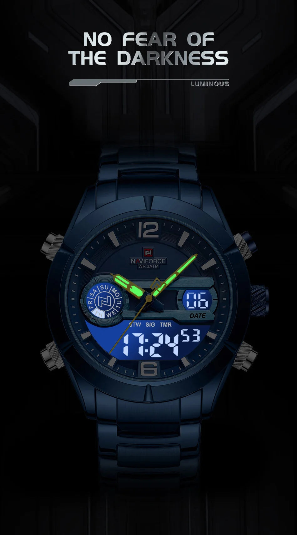 NAVIFORCE Design Watch For Men Luxury Waterproof Sport Calendar Quartz Wristwatches Dual Display Chronograph Clock Reloj Hombre