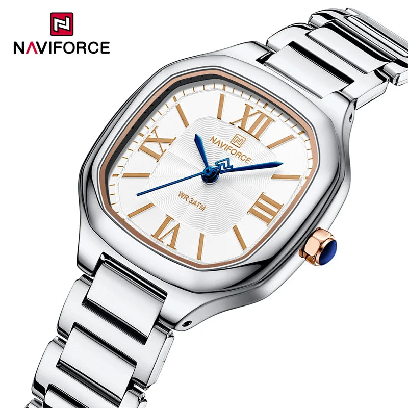 NAVIFORCE Brand Women Watch Stainless Steel Strap Waterproof Personality Fashion Female Quartz Wristwatch Relogio Feminino 2024
