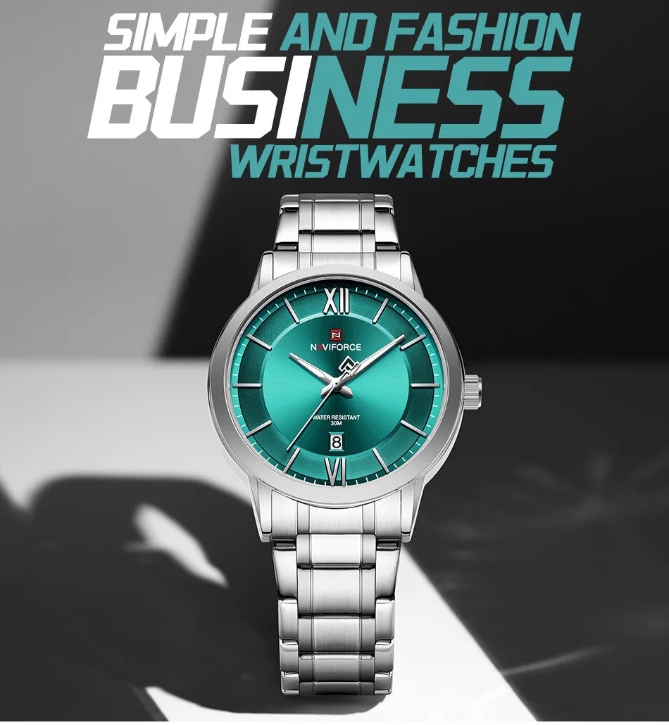 NAVIFORCE Original Watches for Men Quartz Waterproof Calendar Clock Steel Strap Military Luxury Sports Male Wristwatch Gift Box