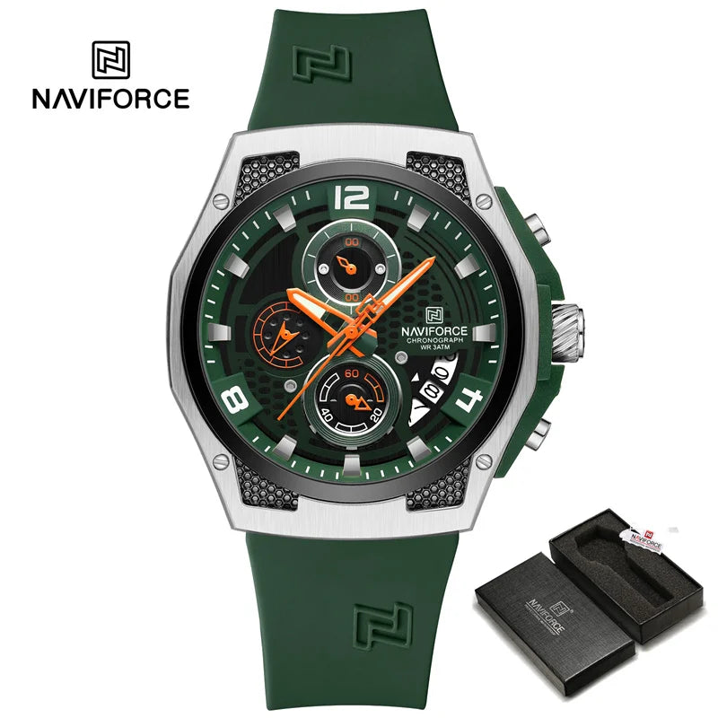 NAVIFORCE Men's Luxury Wristwatch Silicone Strap Casual Sport Luminous Water Resistant Male Quartz Watch Relogio Masculino 2024