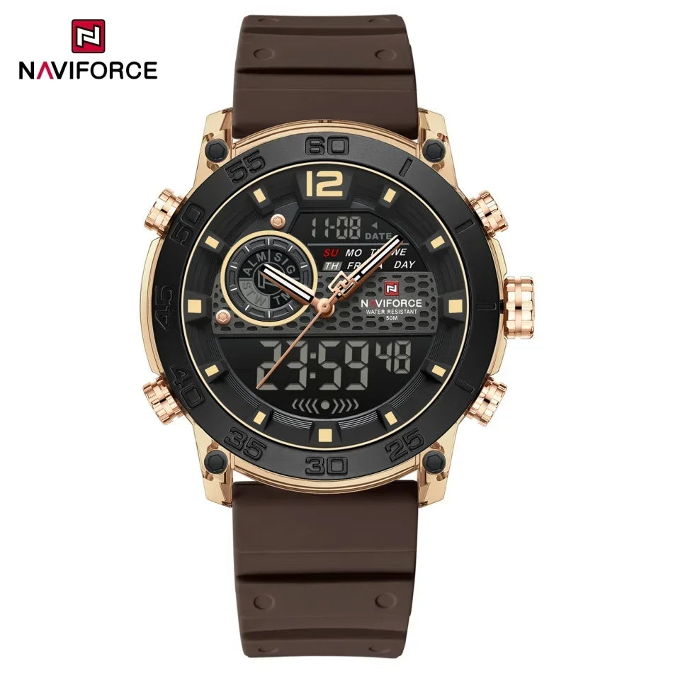 NAVIFORCE Men's Watch PC Material Analog LCD Digital Display Sport Waterproof Quartz Wristwatch Date Chronograph Luminous Clock