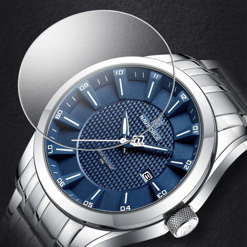 NAVIFORCE New Style Man's Watch Waterproof Quartz Calendar Date Clock Stainless Steel  Male Business Casual Wristwatch Gifts Box