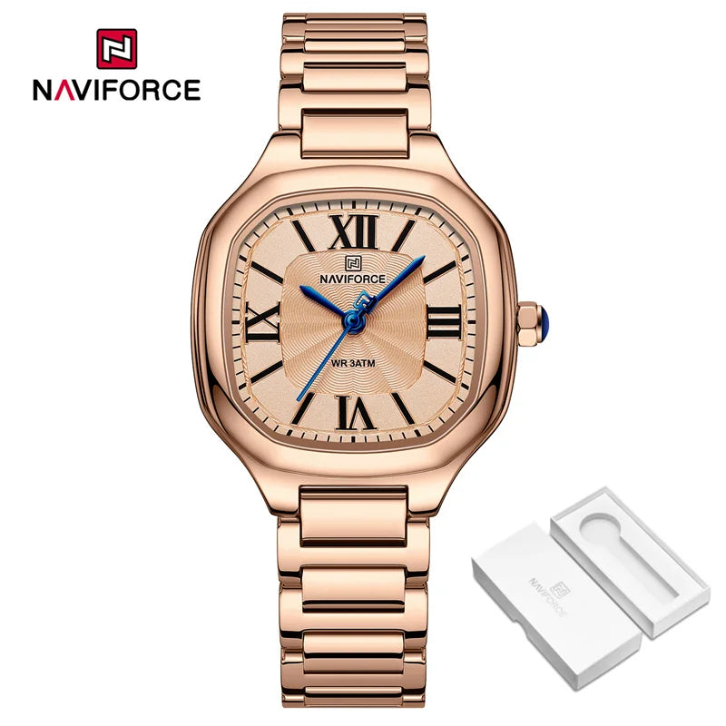 NAVIFORCE Women's Casual Watch Stainless Steel Bracelet Fashion Business Waterproof Quartz Wristwatches Ladies' Relogio Feminino