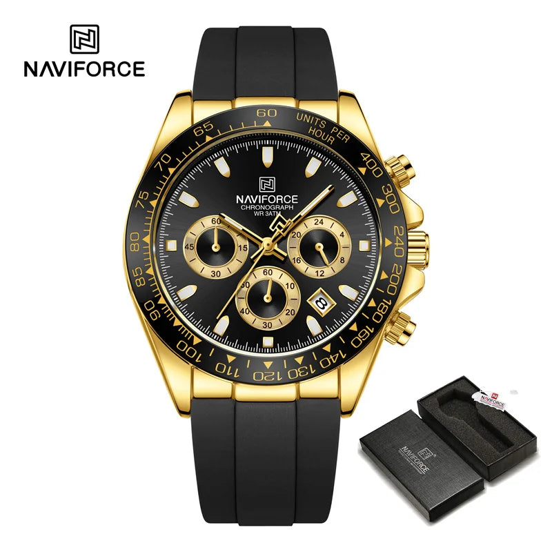 NAVIFORCE Men's Sport Watch Silicone Band Luminous Muti Chronograph Casual Wristwatch Relogio Masculino Male Gift with 2025 Mode