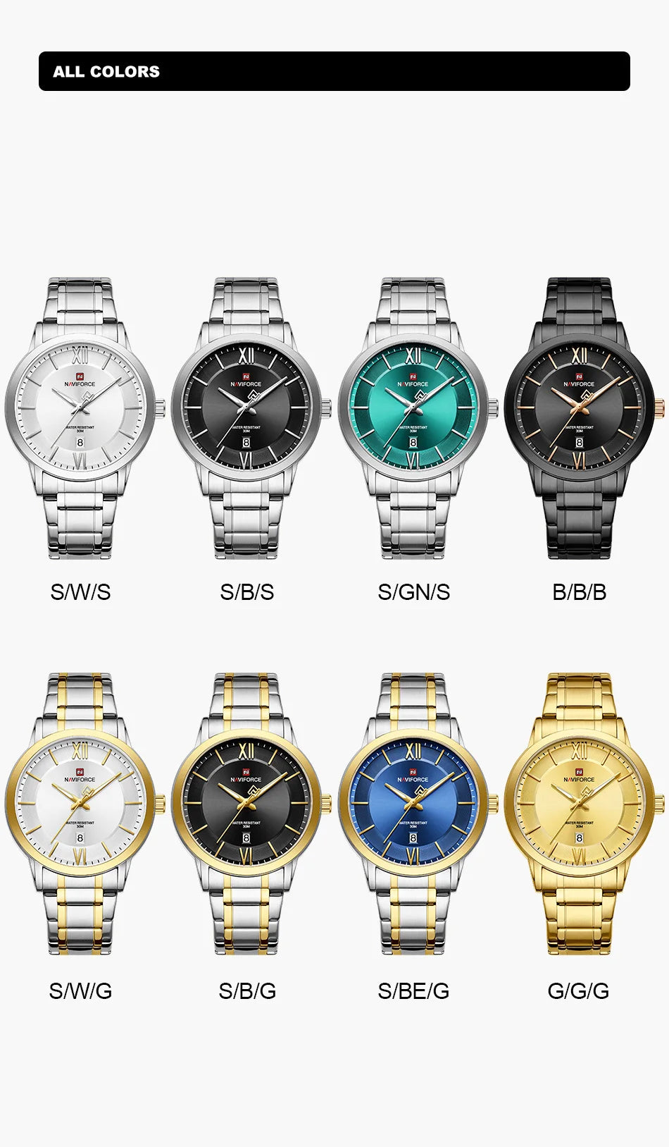 NAVIFORCE Original Watches for Men Military Sports Calendar Clock Luxury Waterproof Quartz Steel Strap WristWatch Reloj Hombre