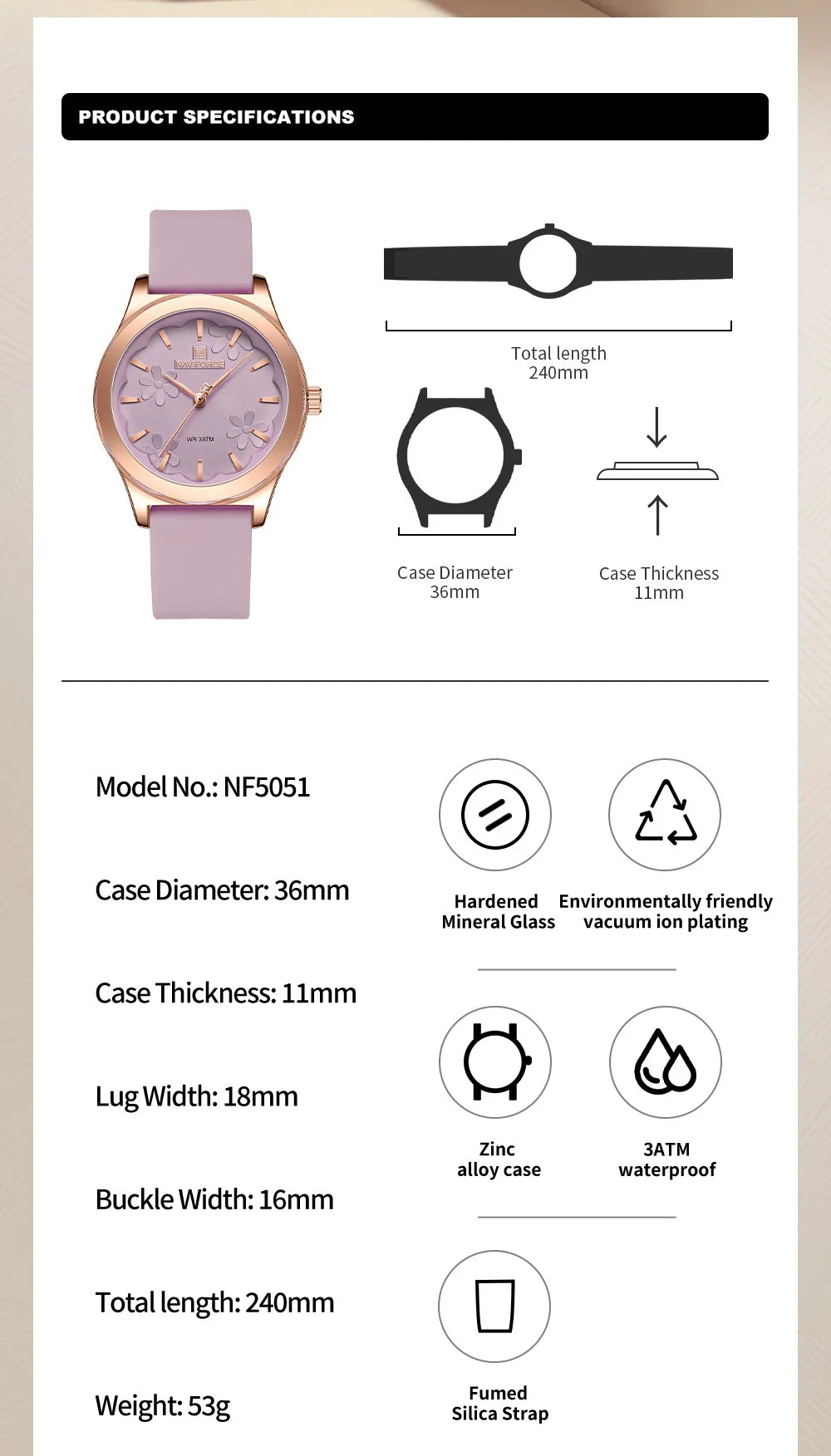 NAVIFORCE Simple Fashion Quartz Wristwatches Women Wrist Watches Silicone Strap Waterproof Watch Wholesale Hot Sale Reloj Mujer